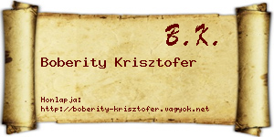 Boberity Krisztofer névjegykártya